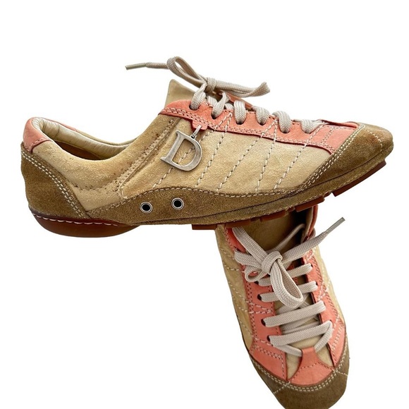 DIOR  suede sneakers 3 color brown  beige  rose size 5.5 - Picture 1 of 7
